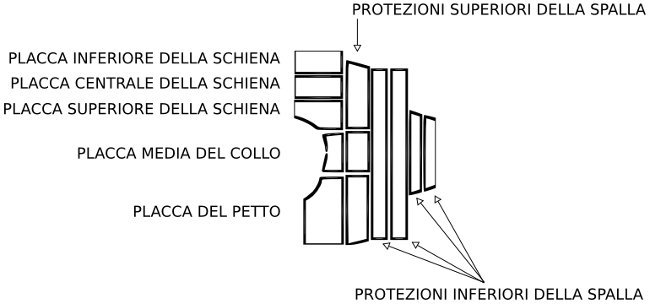 Rappresentazione schematica delle placche di una Lorica Segmentata